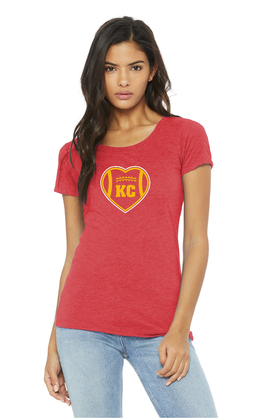 Kansas City Heart with Football short sleeve t-shirt